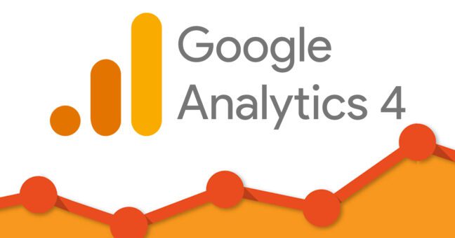 Google Analytics 4 로고와 데이터 시각화 그래프